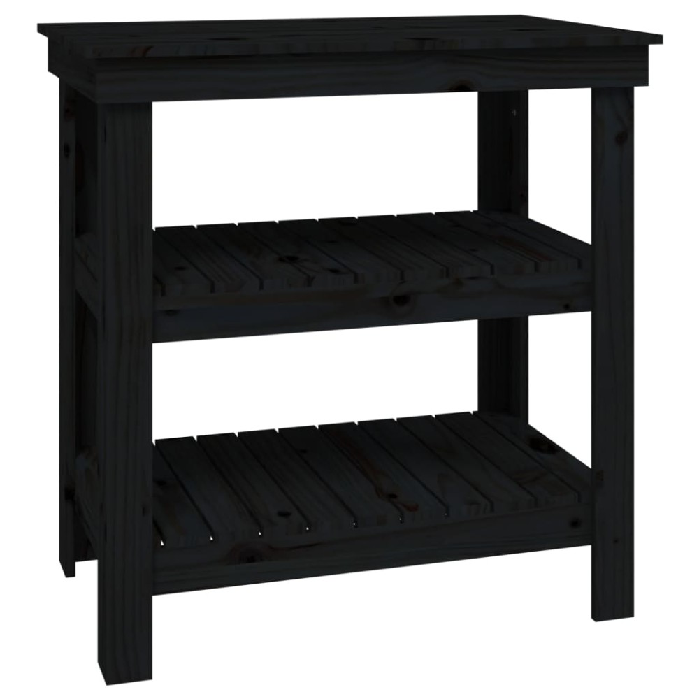 vidaXL Banc de lucru, negru, 78,5x50x80 cm, lemn masiv pin