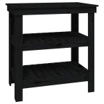 vidaXL Banc de lucru, negru, 78,5x50x80 cm, lemn masiv pin vidaXL Banc de lucru, negru, 78,5x50x80 cm, lemn masiv pin