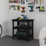 vidaXL Banc de lucru, negru, 78,5x50x80 cm, lemn masiv pin vidaXL Banc de lucru, negru, 78,5x50x80 cm, lemn masiv pin