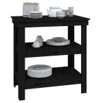 vidaXL Banc de lucru, negru, 78,5x50x80 cm, lemn masiv pin vidaXL Banc de lucru, negru, 78,5x50x80 cm, lemn masiv pin