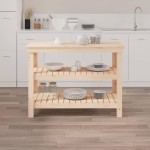vidaXL Banc de lucru, 110,5x50x80 cm, lemn masiv pin