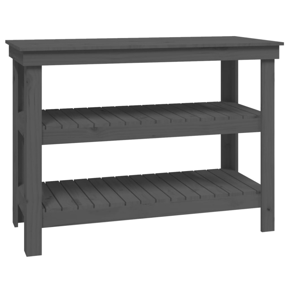 vidaXL Banc de lucru, gri, 110,5x50x80 cm, lemn masiv pin