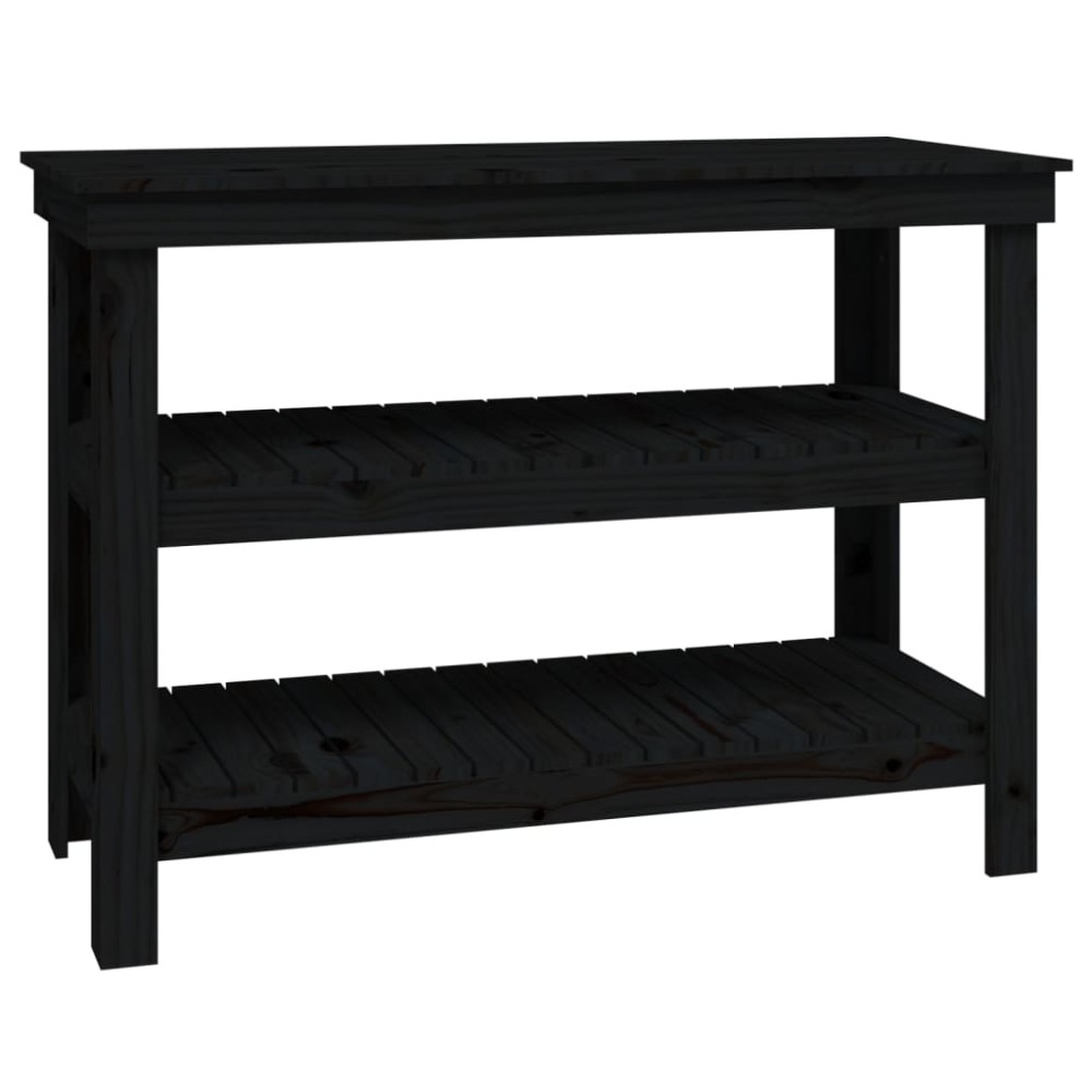 vidaXL Banc de lucru, negru, 110,5x50x80 cm, lemn masiv pin