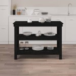 vidaXL Banc de lucru, negru, 110,5x50x80 cm, lemn masiv pin vidaXL Banc de lucru, negru, 110,5x50x80 cm, lemn masiv pin