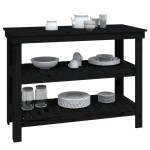 vidaXL Banc de lucru, negru, 110,5x50x80 cm, lemn masiv pin vidaXL Banc de lucru, negru, 110,5x50x80 cm, lemn masiv pin