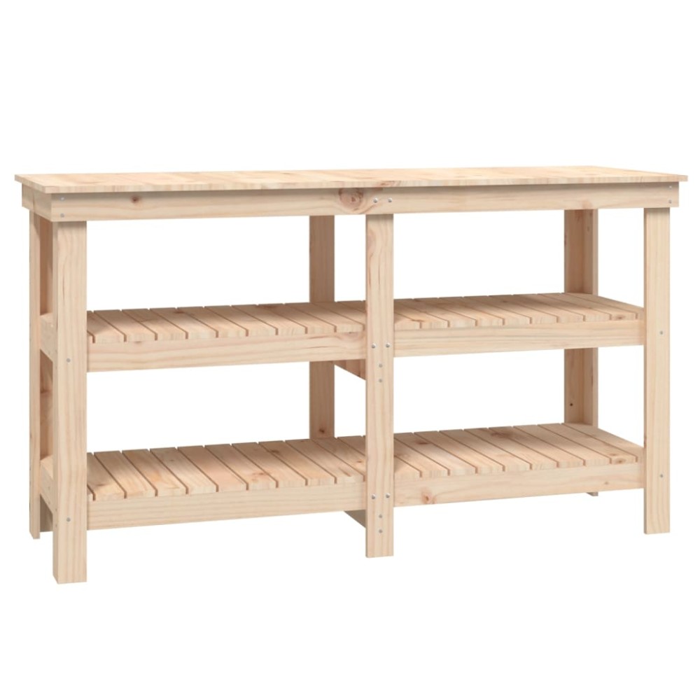 vidaXL Banc de lucru, 142,5x50x80 cm, lemn masiv pin