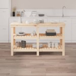 vidaXL Banc de lucru, 142,5x50x80 cm, lemn masiv pin