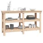 vidaXL Banc de lucru, 142,5x50x80 cm, lemn masiv pin