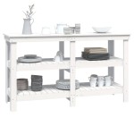 vidaXL Banc de lucru, alb, 142,5x50x80 cm, lemn masiv pin vidaXL Banc de lucru, alb, 142,5x50x80 cm, lemn masiv pin