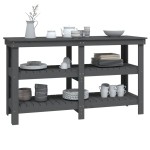 vidaXL Banc de lucru, gri, 142,5x50x80 cm, lemn masiv pin vidaXL Banc de lucru, gri, 142,5x50x80 cm, lemn masiv pin