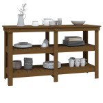 vidaXL Banc de lucru, maro miere, 142,5x50x80 cm, lemn masiv pin vidaXL Banc de lucru, maro miere, 142,5x50x80 cm, lemn masiv pin