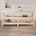 vidaXL Banc de lucru, 181x50x80 cm, lemn masiv pin