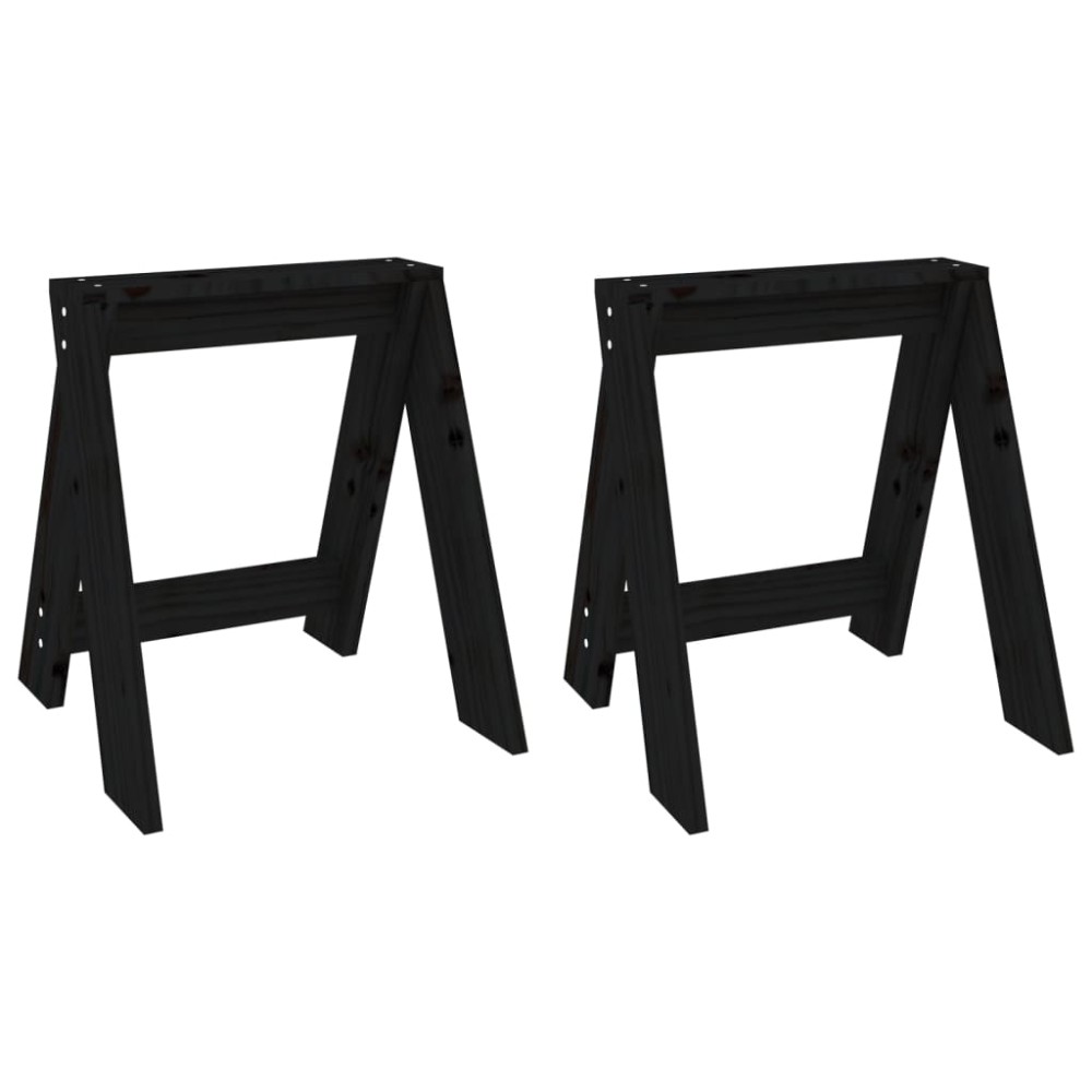 vidaXL Scaune, 2 buc., negru, 40x40x45 cm, lemn masiv de pin