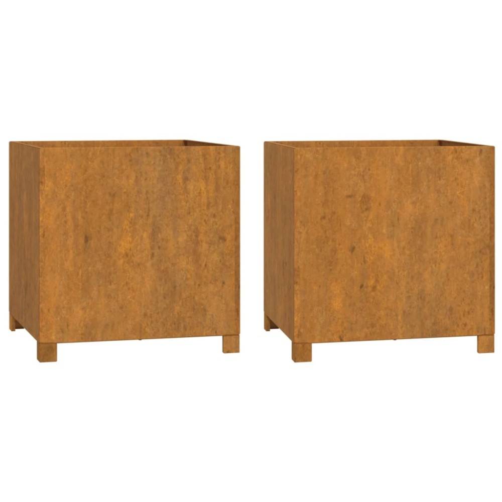 vidaXL Jardiniere cu picioare 2 buc. ruginiu 49x47x50 cm oțel corten