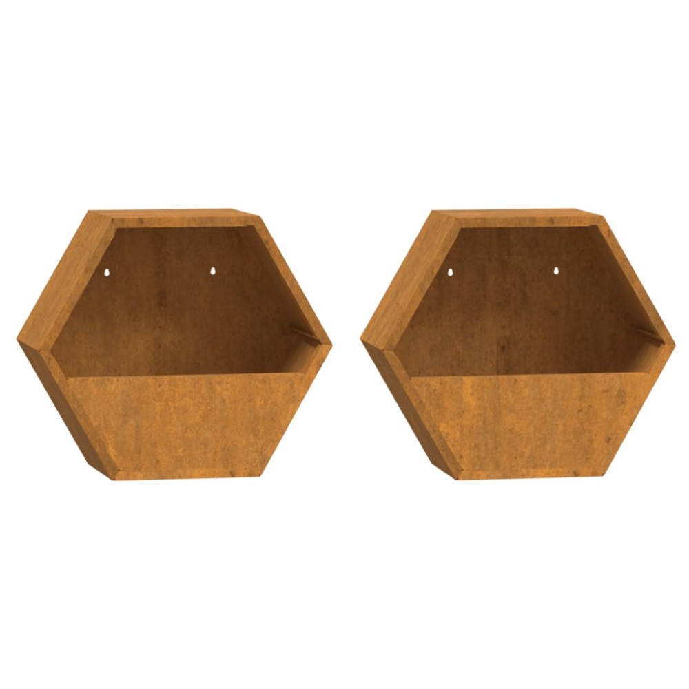 vidaXL Jardiniere de perete, 2 buc., ruginiu, 30x10x25 cm, oțel corten