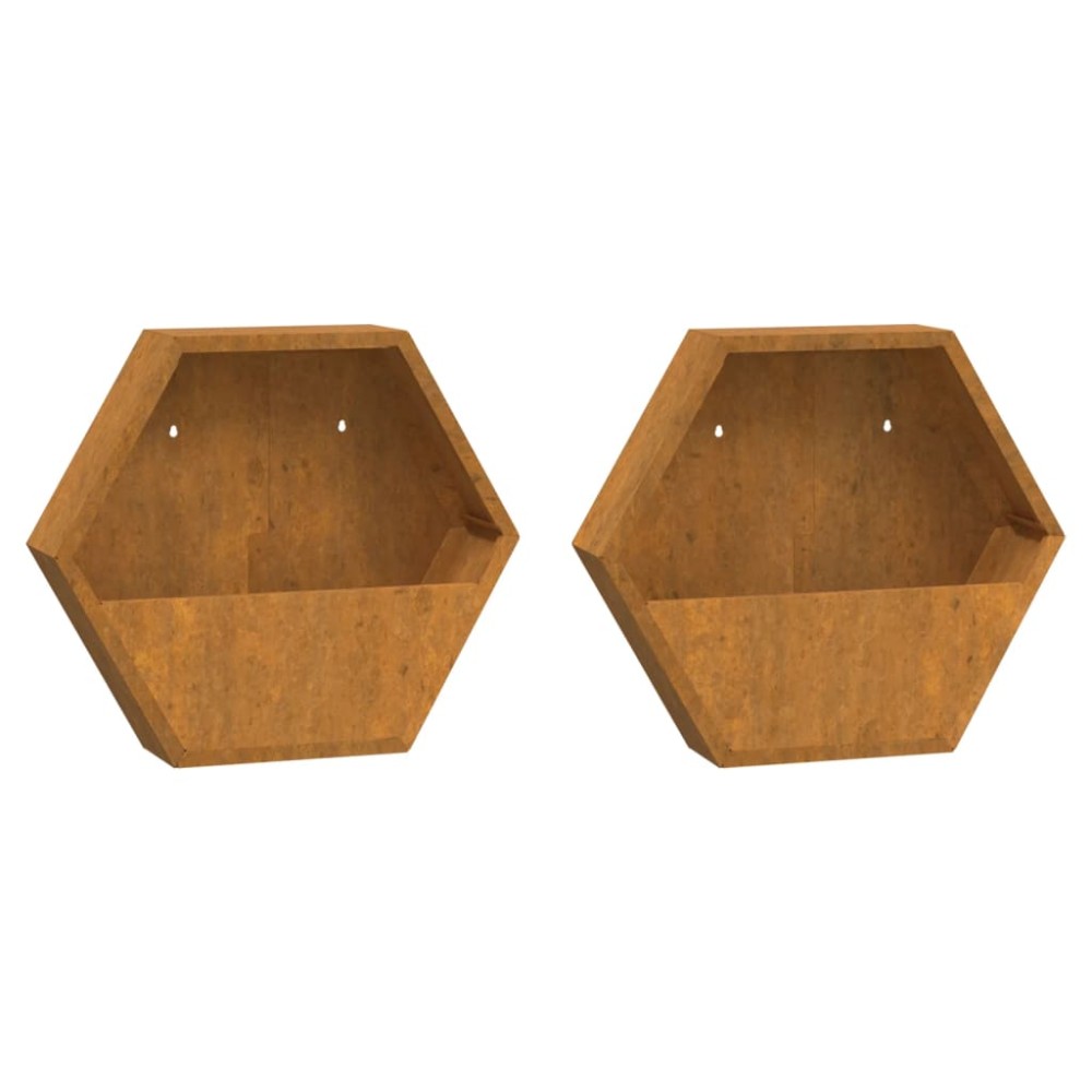 vidaXL Jardiniere de perete, 2 buc., ruginiu, 46x10x40 cm, oțel corten