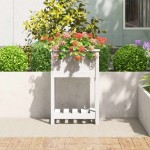 vidaXL Jardinieră cu raft, alb, 54x34,5x81 cm, lemn masiv de pin