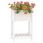 vidaXL Jardinieră cu raft, alb, 54x34,5x81 cm, lemn masiv de pin