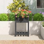 vidaXL Jardinieră cu raft, gri, 54x34,5x81 cm, lemn masiv de pin