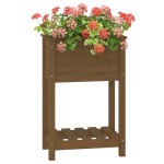 vidaXL Jardinieră cu raft, maro miere, 54x34,5x81 cm, lemn masiv pin