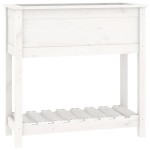 vidaXL Jardinieră cu raft, alb, 82,5x34,5x81 cm, lemn masiv de pin