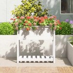 vidaXL Jardinieră cu raft, alb, 82,5x34,5x81 cm, lemn masiv de pin
