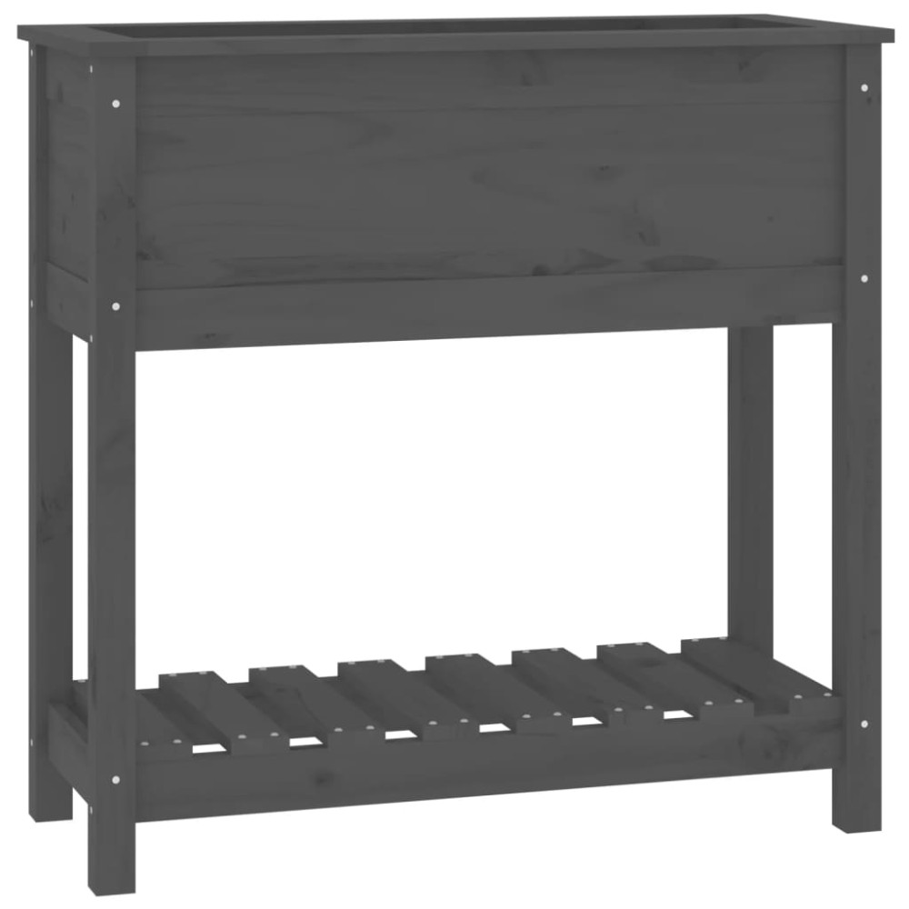 vidaXL Jardinieră cu raft, gri, 82,5x34,5x81 cm, lemn masiv de pin