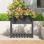 vidaXL Jardinieră cu raft, gri, 82,5x34,5x81 cm, lemn masiv de pin vidaXL Jardinieră cu raft, gri, 82,5x34,5x81 cm, lemn masiv de pin