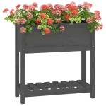vidaXL Jardinieră cu raft, gri, 82,5x34,5x81 cm, lemn masiv de pin vidaXL Jardinieră cu raft, gri, 82,5x34,5x81 cm, lemn masiv de pin