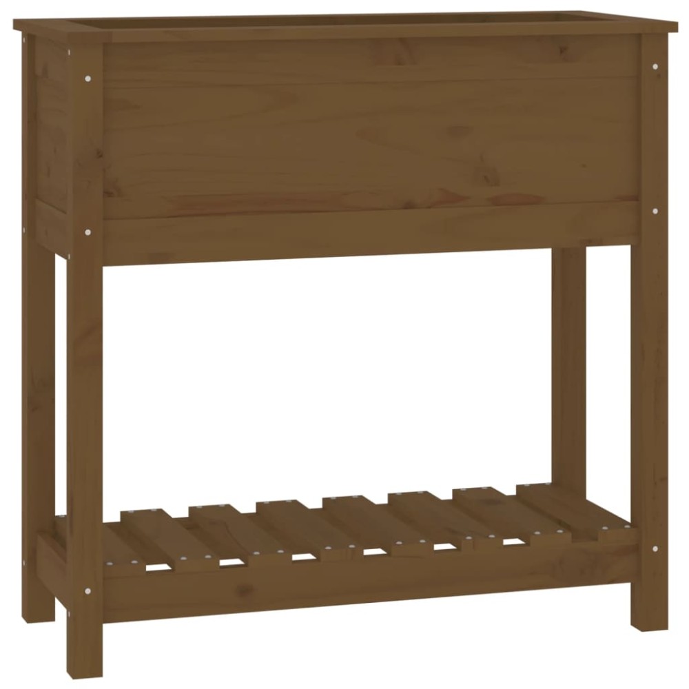 vidaXL Jardinieră cu raft, maro miere, 82,5x34,5x81 cm, lemn masiv pin