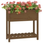 vidaXL Jardinieră cu raft, maro miere, 82,5x34,5x81 cm, lemn masiv pin