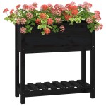 vidaXL Jardinieră cu raft, negru, 82,5x34,5x81 cm, lemn masiv de pin