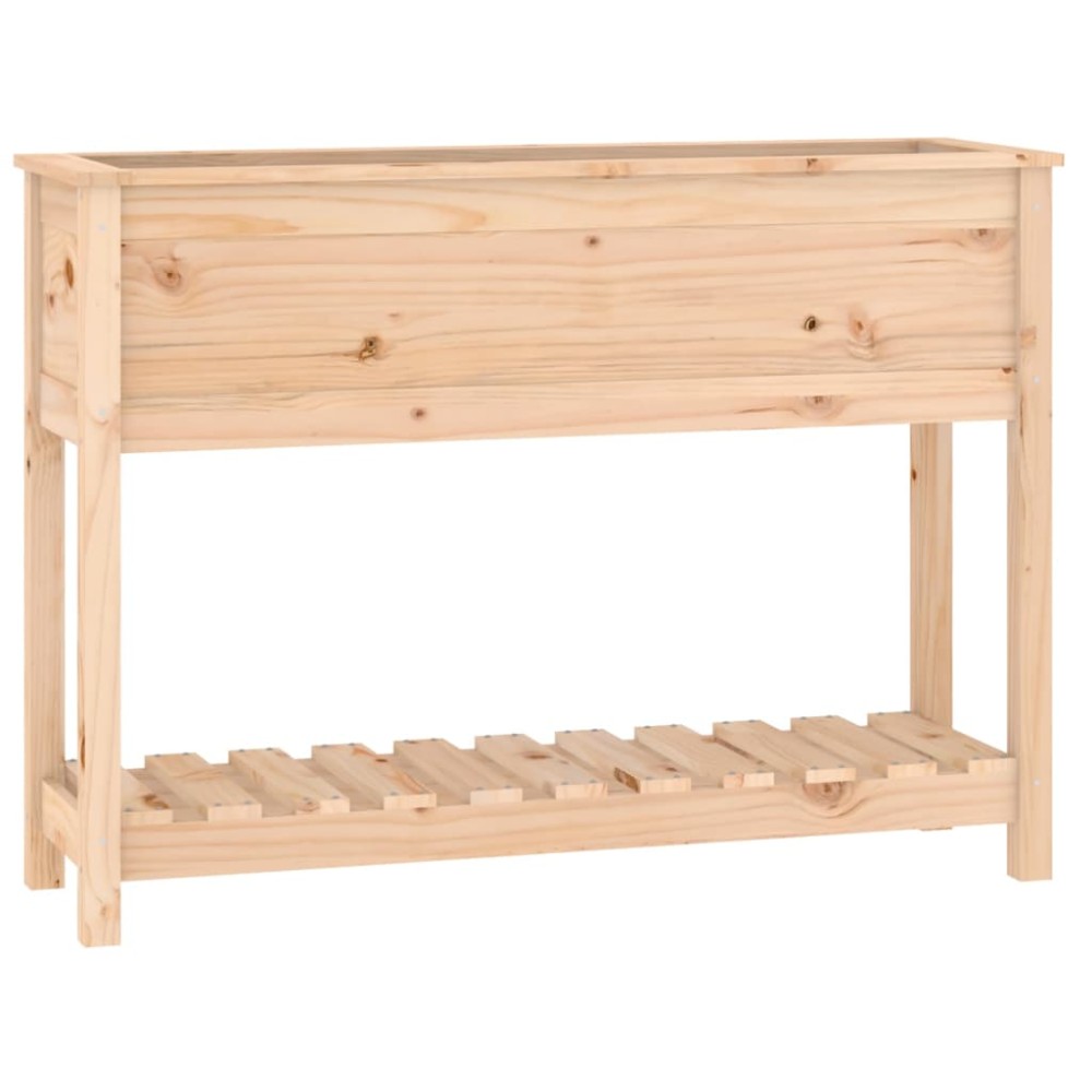 vidaXL Jardinieră cu raft, 111,5x34,5x81 cm, lemn masiv de pin