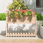 vidaXL Jardinieră cu raft, 111,5x34,5x81 cm, lemn masiv de pin vidaXL Jardinieră cu raft, 111,5x34,5x81 cm, lemn masiv de pin