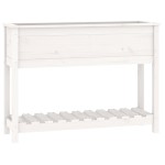 vidaXL Jardinieră cu raft, alb, 111,5x34,5x81 cm, lemn masiv de pin