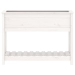 vidaXL Jardinieră cu raft, alb, 111,5x34,5x81 cm, lemn masiv de pin
