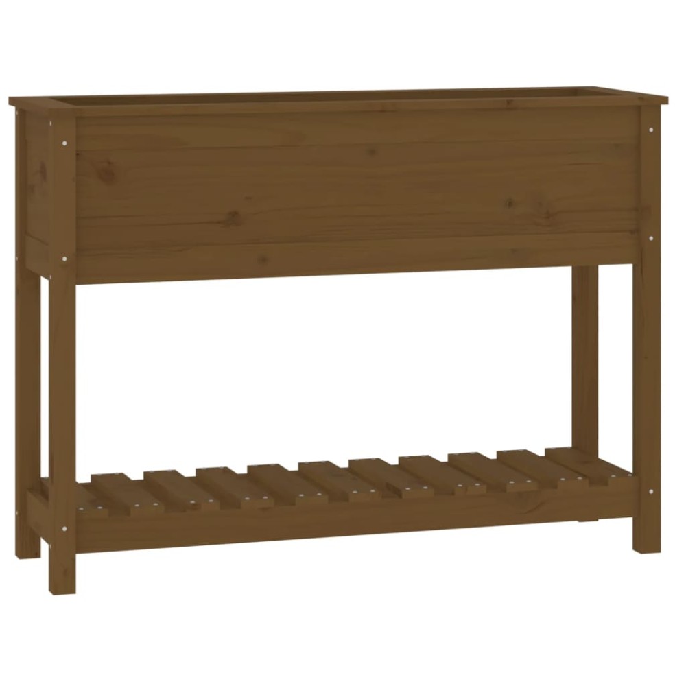 vidaXL Jardinieră cu raft maro miere 111,5x34,5x81 cm lemn masiv pin