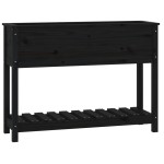 vidaXL Jardinieră cu raft, negru, 111,5x34,5x81 cm, lemn masiv de pin