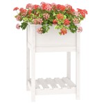 vidaXL Jardinieră cu raft, alb, 54x54x81 cm, lemn masiv de pin