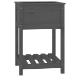 vidaXL Jardinieră cu raft, gri, 54x54x81 cm, lemn masiv de pin