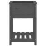 vidaXL Jardinieră cu raft, gri, 54x54x81 cm, lemn masiv de pin