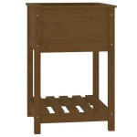 vidaXL Jardinieră cu raft, maro miere, 54x54x81 cm, lemn masiv pin