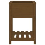 vidaXL Jardinieră cu raft, maro miere, 54x54x81 cm, lemn masiv pin