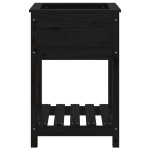 vidaXL Jardinieră cu raft, negru, 54x54x81 cm, lemn masiv de pin