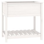 vidaXL Jardinieră cu raft, alb, 82,5x54x81 cm, lemn masiv de pin