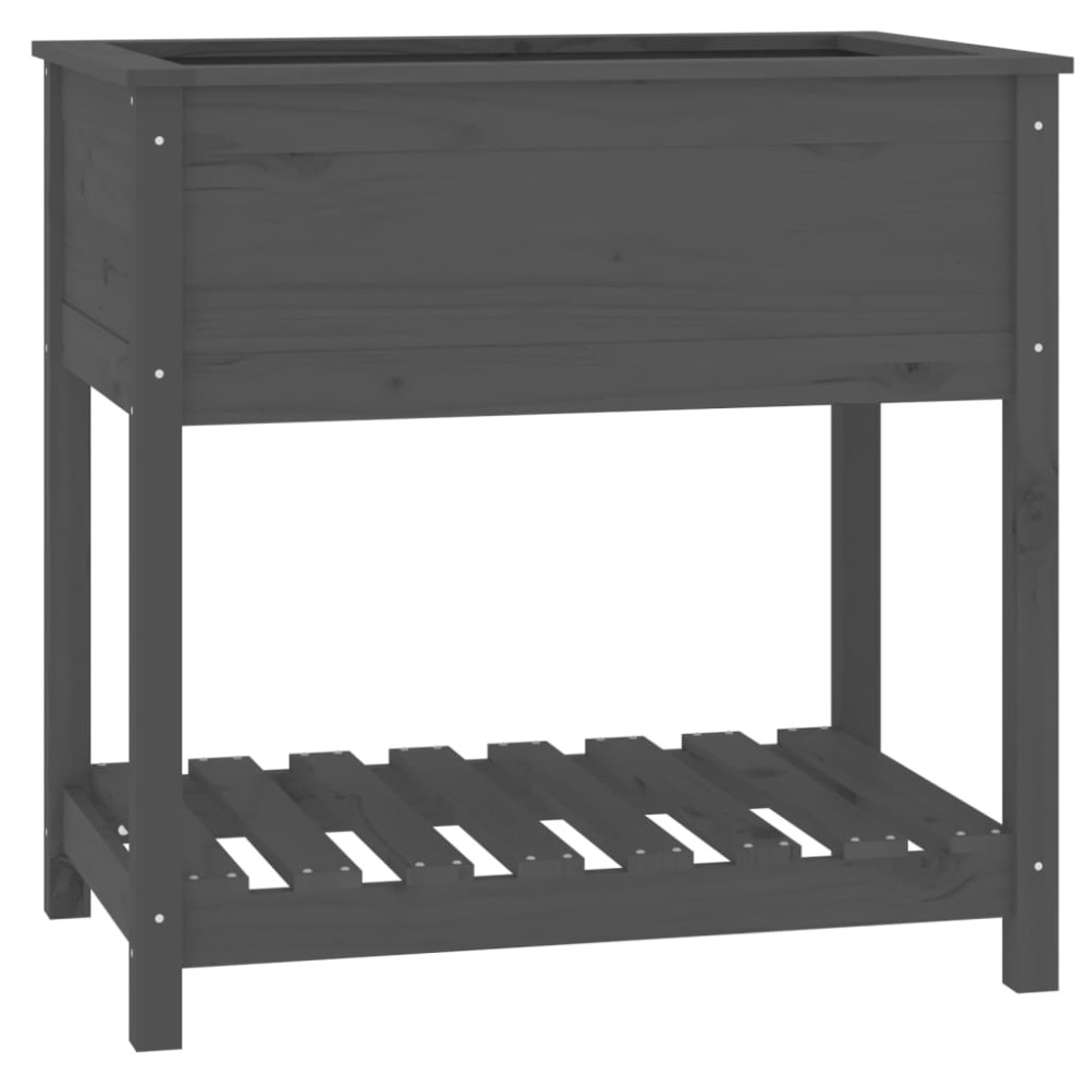 vidaXL Jardinieră cu raft, gri, 82,5x54x81 cm, lemn masiv de pin