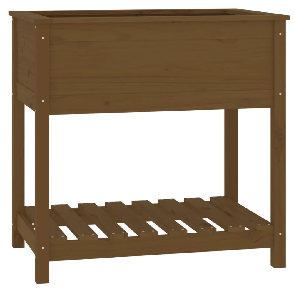 vidaXL Jardinieră cu raft, maro miere, 82,5x54x81 cm, lemn masiv pin