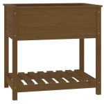 vidaXL Jardinieră cu raft, maro miere, 82,5x54x81 cm, lemn masiv pin
