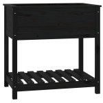 vidaXL Jardinieră cu raft, negru, 82,5x54x81 cm, lemn masiv de pin