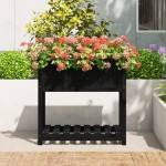 vidaXL Jardinieră cu raft, negru, 82,5x54x81 cm, lemn masiv de pin